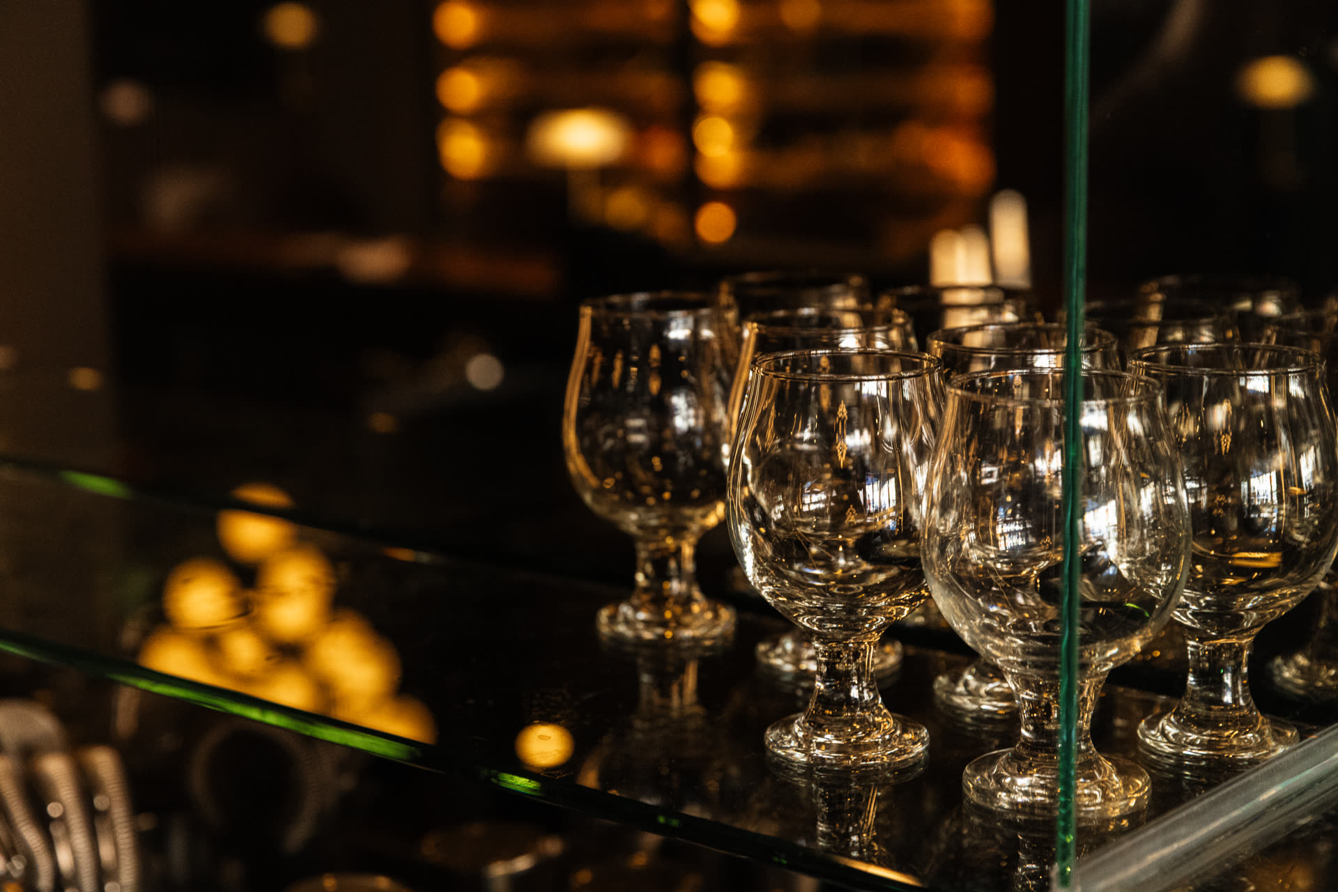 Cocktail glassware at Legends